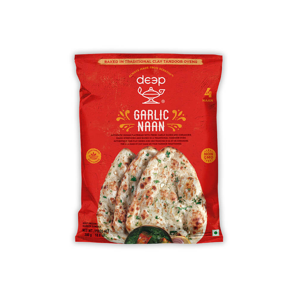 Deep Vegan Garlic Naan Breads 300g (4 pieces)